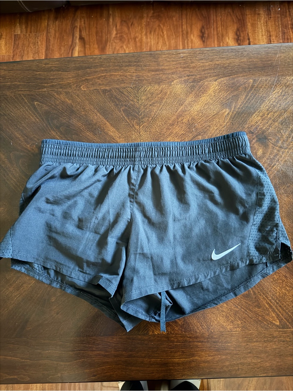 Nike Women's Black Athletic Running Shorts with White Swoosh